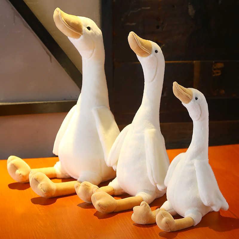 40/50/60cm Big Plush White goose Toy Giant SIze Pink Duck Sky Long Neck Goose Lifelike Water animal Doll toys for Kids Birthday H1025