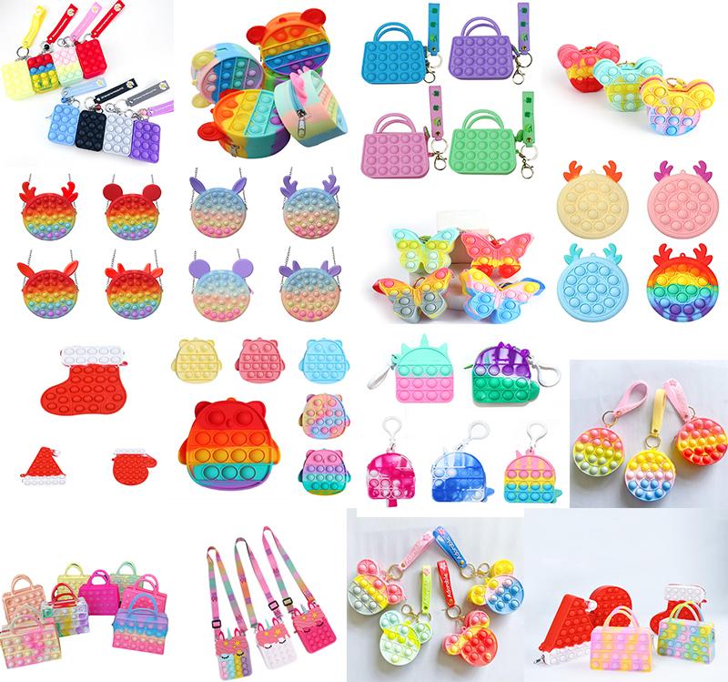 Fidget Toys Sensory Christmas halloween Fashion shoulder bag coin purse Push Bubble Colorful Anti Stress Children Adults Decompression Toy wholesale I