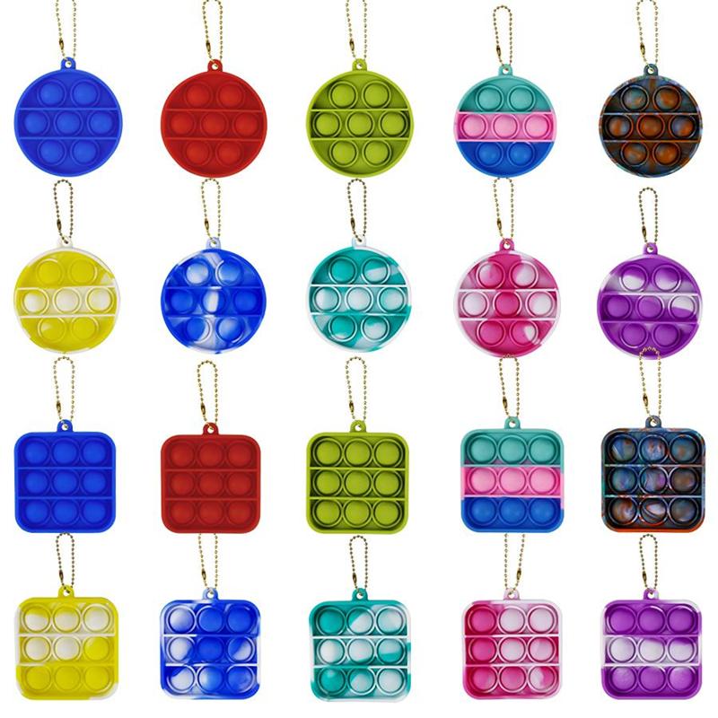 Fidget Simple Dimple Toy Keychain Stress Reliever bubble Sensory Decompression Board Key Ring Bags Pendant