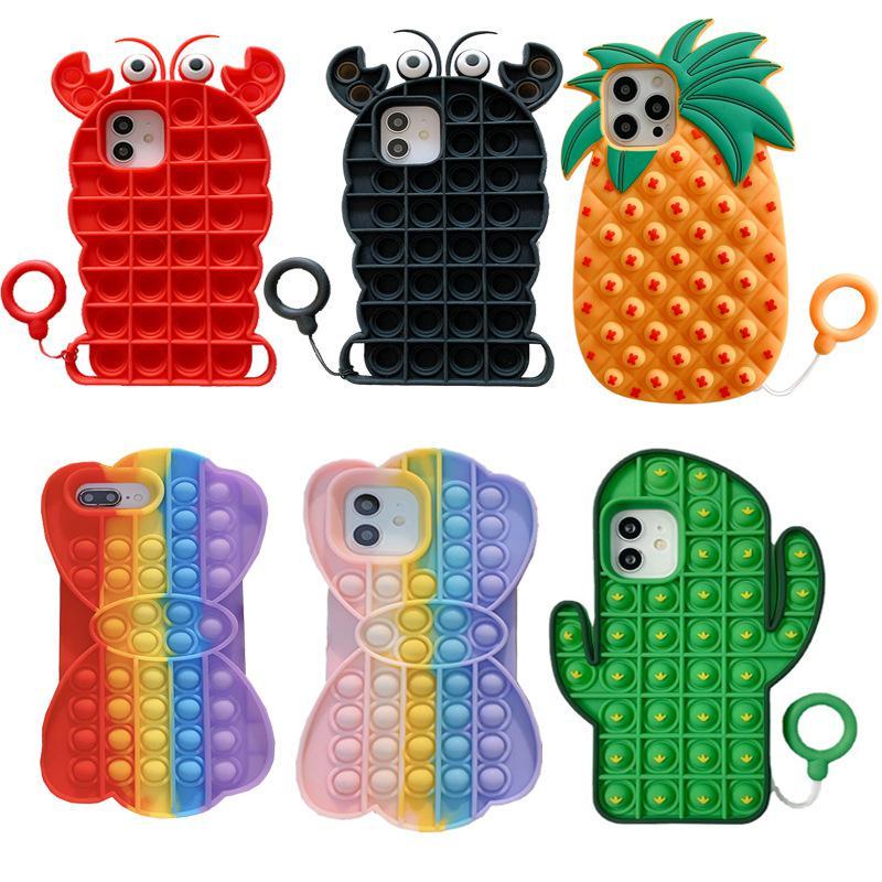 2021 Toys Push Bubble Phone Cases For Iphone 12 11 Pro Max X Xs Xr 7 Plus 8 Relive Stress Relief Fidget Toy Soft Silicone Gel Cover W1122