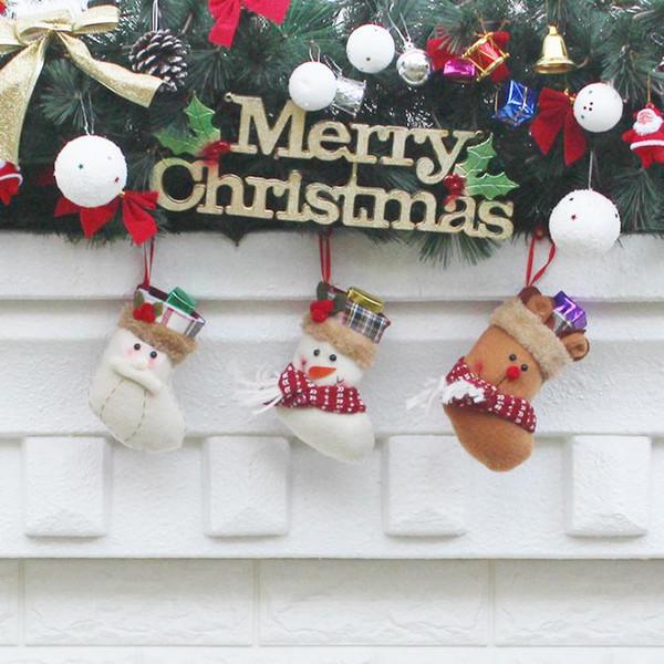 Christmas Stockings Hand Made Crafts Children Candy Gift Santa Bag Claus Snowman Deer Stocking Socks Xmas Tree Decoration toy #62 63 64