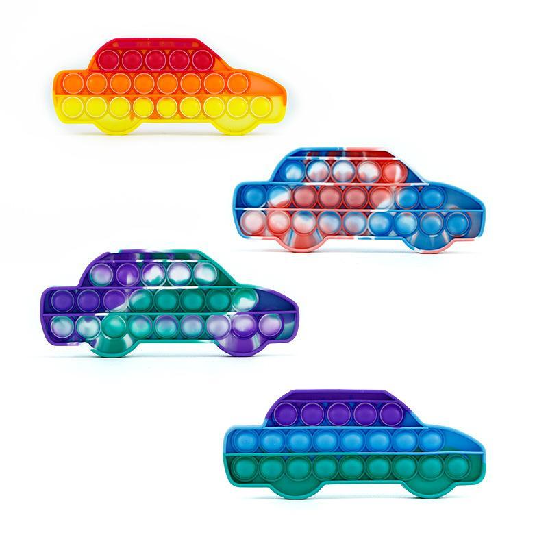 Car shape Fidget Push Bubble Toy Party Favor Stress Reliever Sensory Silicone Toys Kids Adults Gift