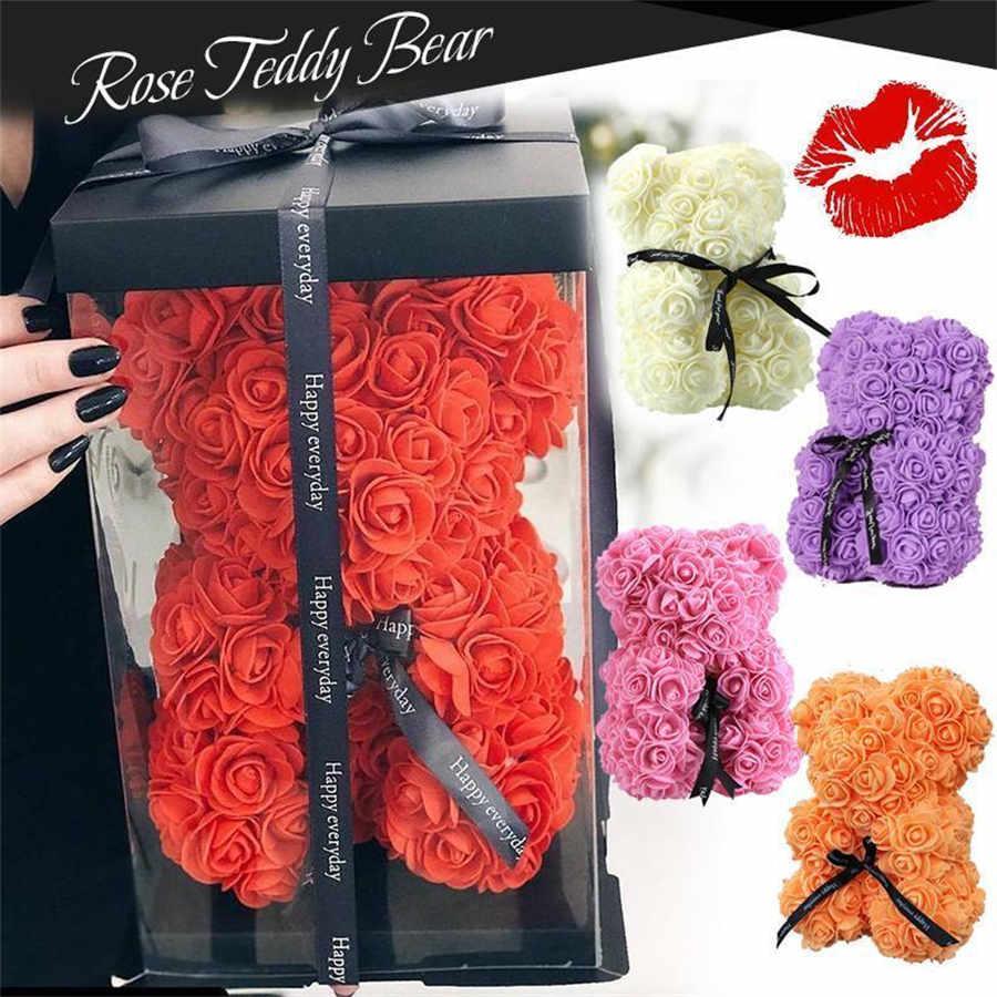 Plush Dolls Christmas Gift Teddy Bear Valentines Day 25cm Artificial Decoration for Women Rose Flower Tedd toy