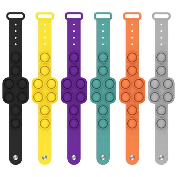 2021 Fidget Funny stress Toy relievers at work decompress flip key ring puzzle press finger bubble band silicone bracelet