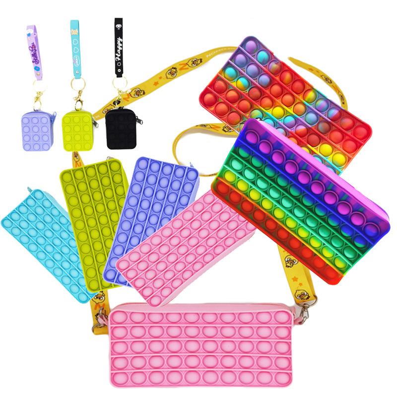 Fidget Toys Sensory Fashion School student pencil case Push Bubble Rainbow Anti Stress Educational Children And Adults Decompression Toy Surprise whol