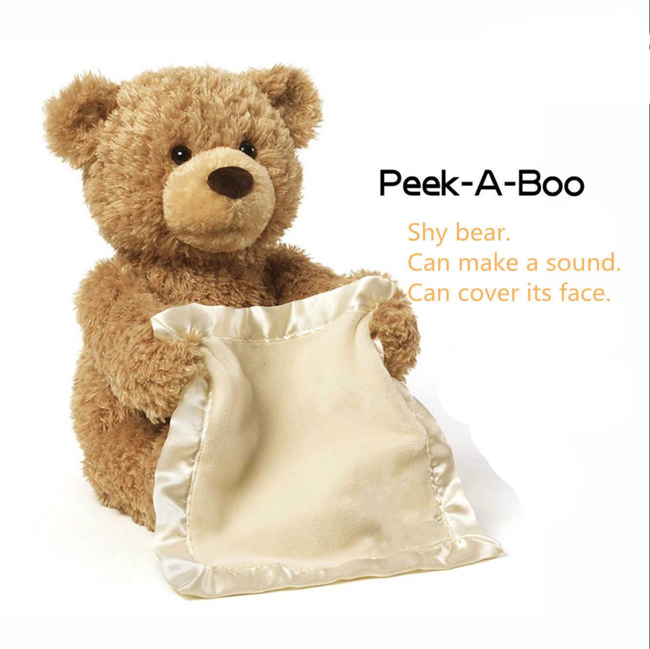 Children s Gifts Peep Bear Electric Facial Turning Shy Bear Plush Toy Talking Movable Bear Electric Plush Toy H1025