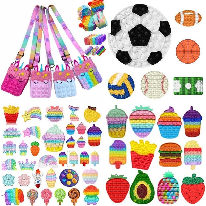Finger toy Push its Pops Fidget Colorful Christmas Halloween Pencil bag Coin Purse Popper Bubble Fingertip for Children Gifts Decompression Sensory To