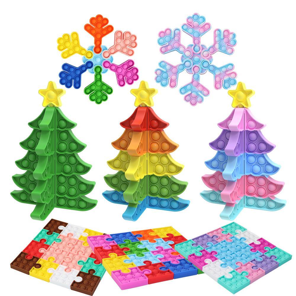 Decompression Toy Jigsaw Rodent Control Pioneer Diy Snowflake Cube Stitching Christmas Tree Children S Desktop Puzzle Finger Bubble Xmas Gift