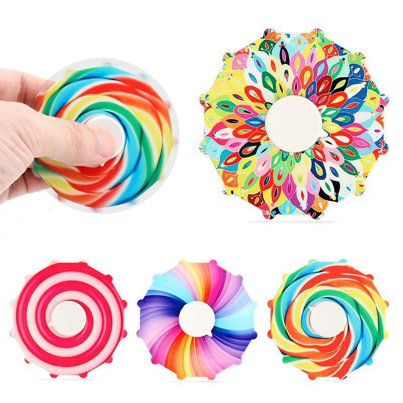 Cross-border double-sided colorful fingertip spinning top Rainbow color finger decompression toy gift