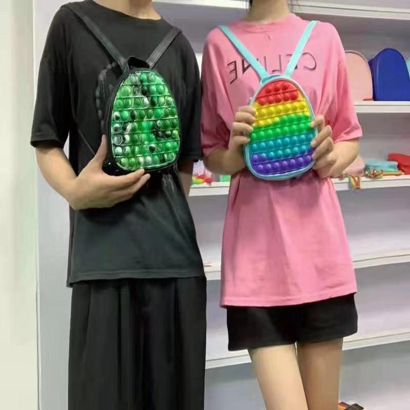 Fidget Toys Sensory Fashion School student backpack Push Bubble Rainbow Tie dye Anti Stress Educational Children Adults Decompression Toy Surprise who