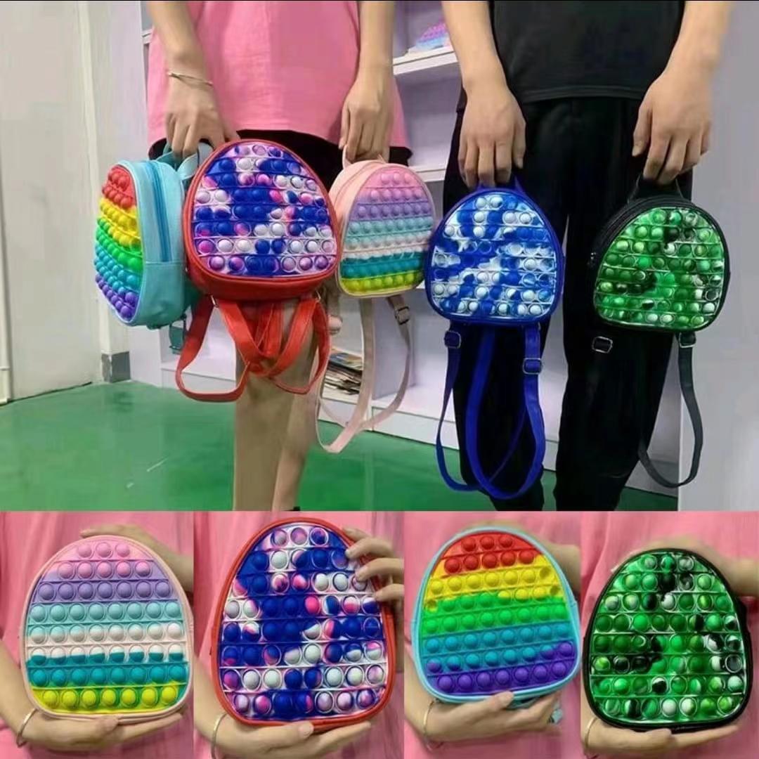 Fidget Toys Sensory Fashion School student backpack Push Bubble Rainbow Tie dye Anti Stress Educational Children And Adults Decompression Toy Surprise